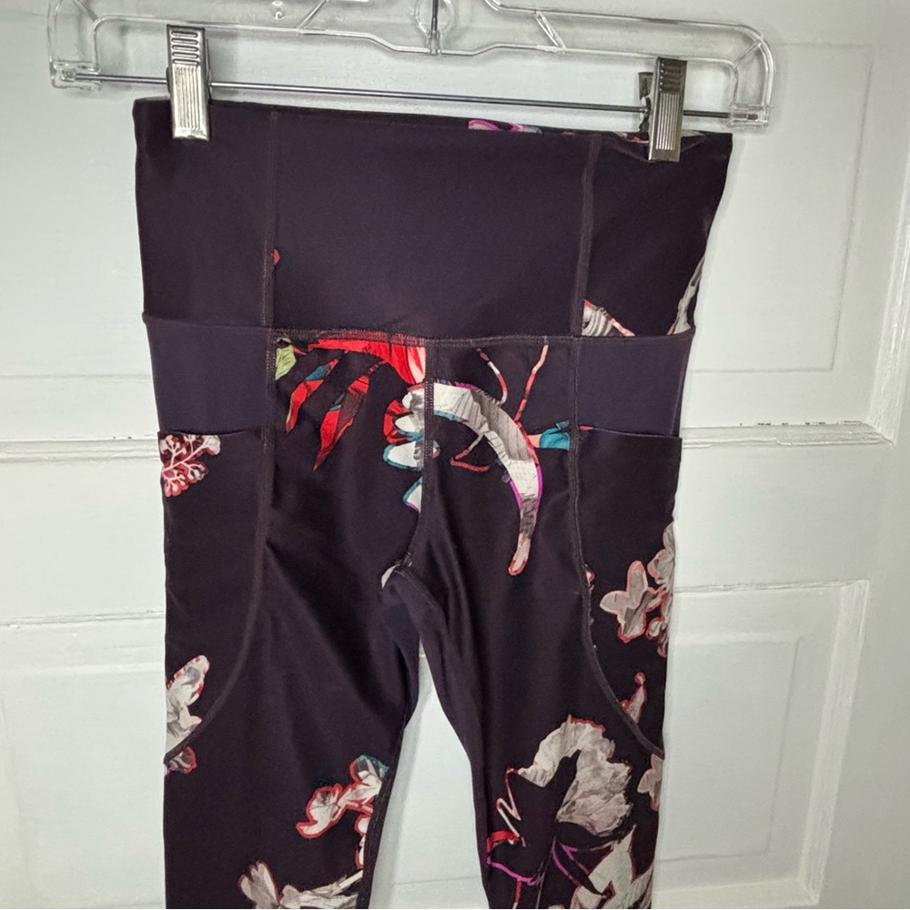 Athleta Dark Purple Floral Leggings